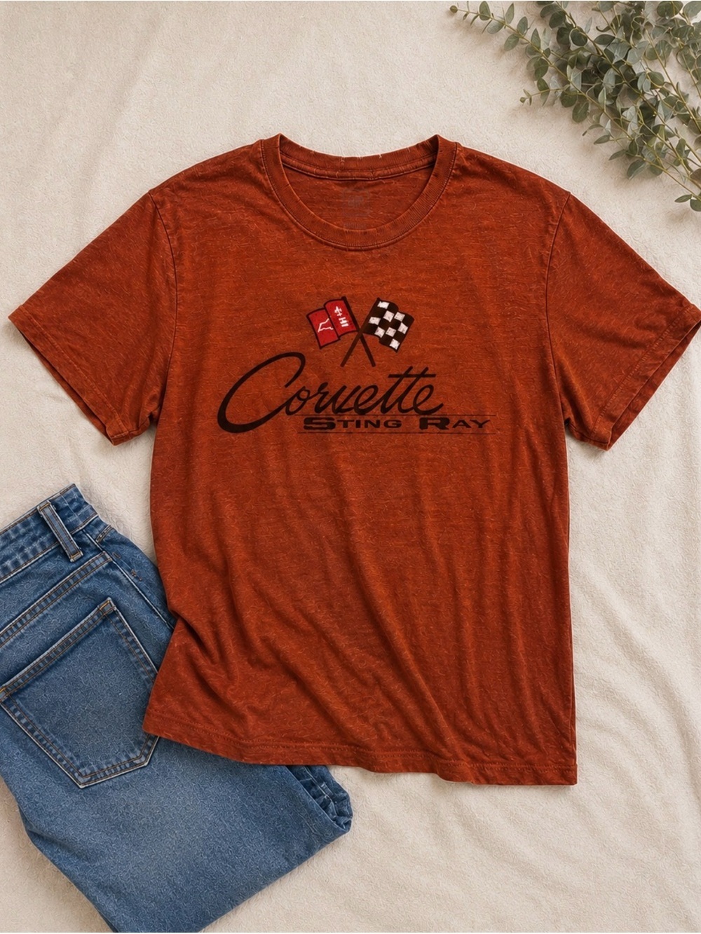GM Official Corvette Sting Ray Rust Orange Graphic Tee - Men's